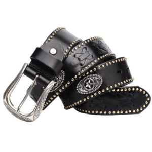 ceinture western cuir noir