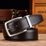 Ceinture cuir noir et marron