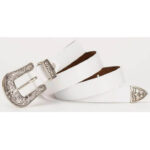 ceinture cuir western blanche