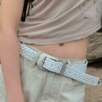 ceinture cuir vraie avec strass