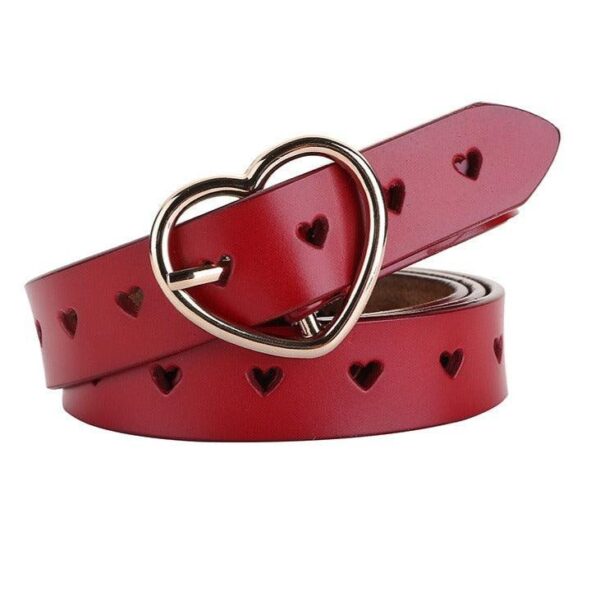 ceinture en cuir ajourée avec boucle en coeur