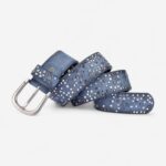Ceinture cuir bleu profond