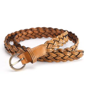 ceinture fine tressée cuir