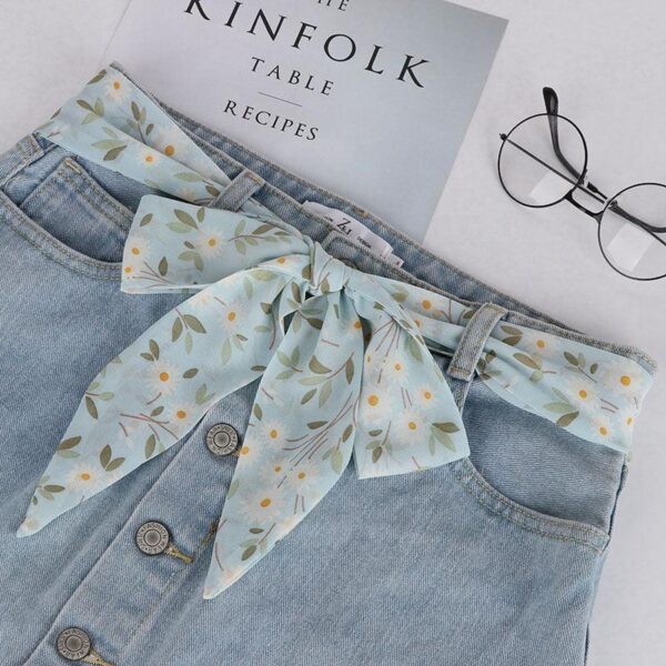 ceinture foulard en soie motif fleuri