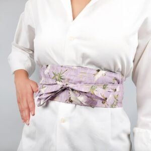 Ceinture Obi rose grues