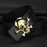 ceinture cuir tête de mort