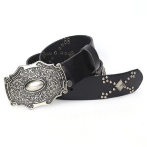 ceinture Western en cuir noir