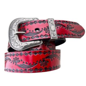 ceinture Western cuir rouge